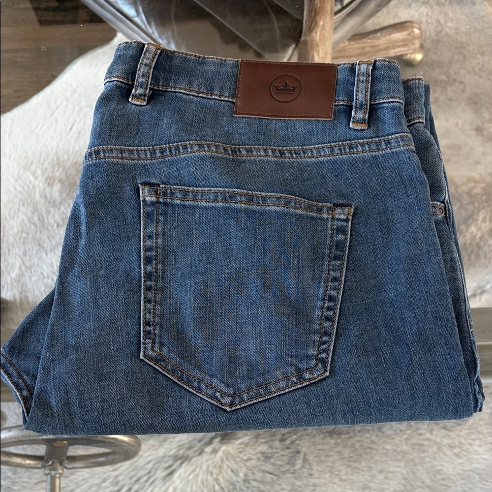 Peter Millar Dark Blue Jeans with Brown Accent 38x34
